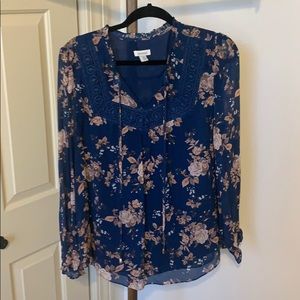 Sundance blue floral silk top